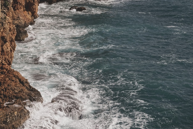 Beautiful sea waves and rocky