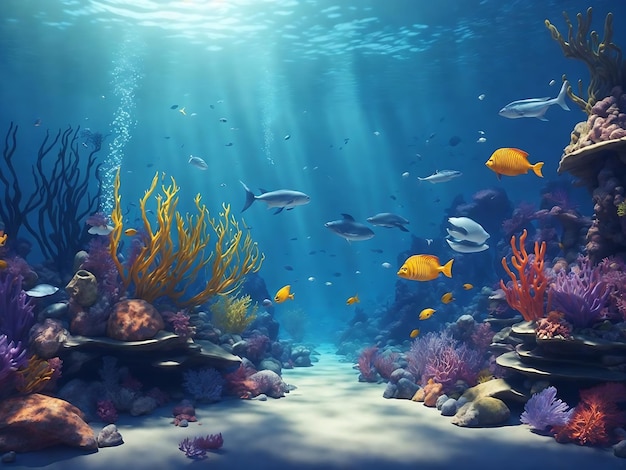 Beautiful sealife background Ai generation