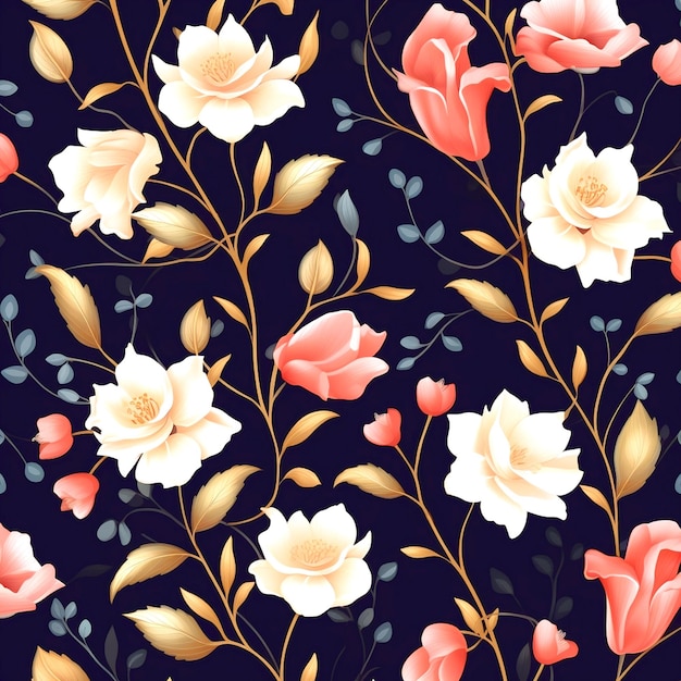 Beautiful seamless floral botanical pattern with background