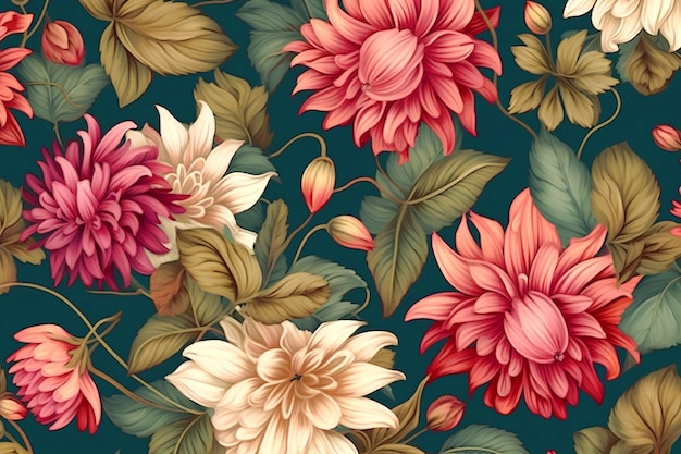 Beautiful seamless floral botanical pattern with background