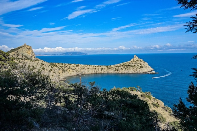 Beautiful seascape panorama of cape Kapchik to the Galitsin Trail Russia