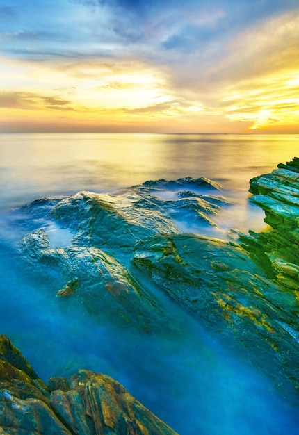 Beautiful seascape during sunset at Laem YaMu Ko Samet National ParkRayong Thailand