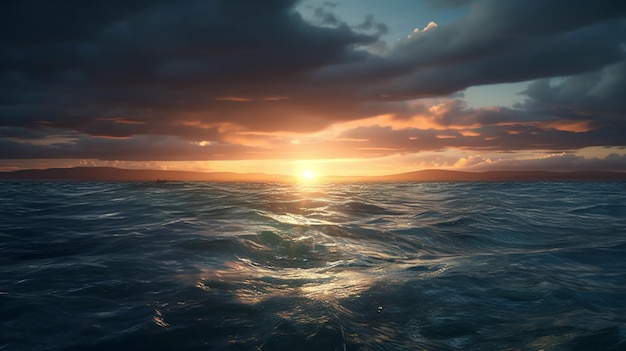 Beautiful seascape Sunset over the sea generative ai