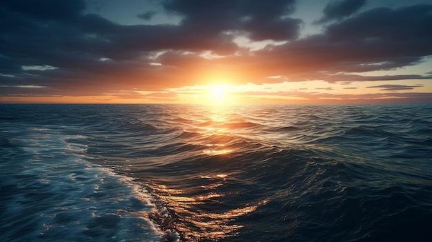 Beautiful seascape Sunset over the sea generative ai