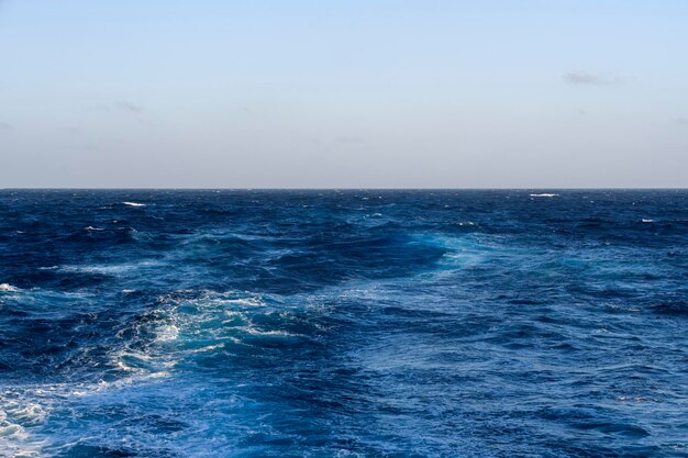 Beautiful seascape  waves and sky with clouds with beautiful lighting Caribbean sea