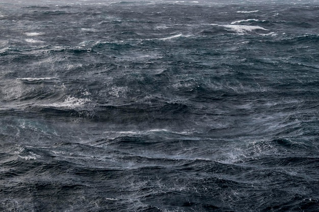 Beautiful seascape waves and sky with clouds with beautiful lighting Stormy sea Bad weather Gale Rough sea