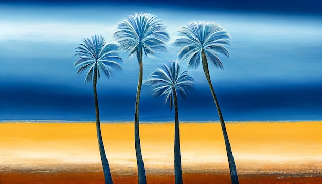 Beautiful seascape with palm trees