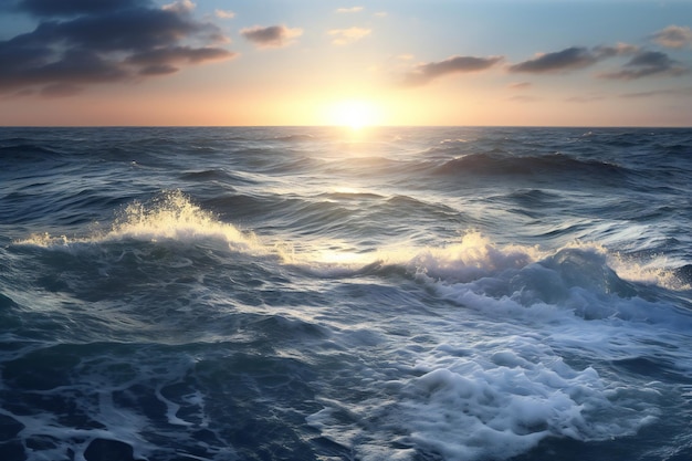 Beautiful seascape with sea waves at sunset Nature composition