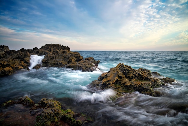 Beautiful seascape with waves. Composition of nature