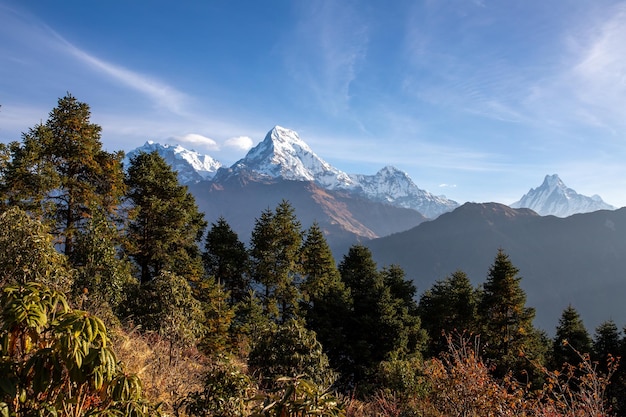 Beautiful shining mountain peak ranges