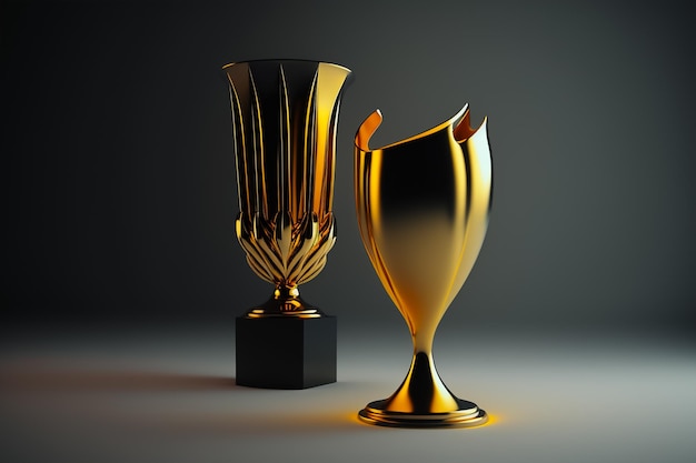 Beautiful shiny gold trophy for recognition and award ceremony