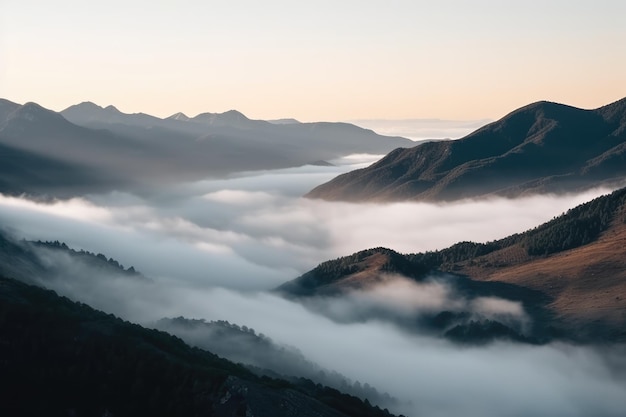 Beautiful shot of high white hilltops and mountains generative ai