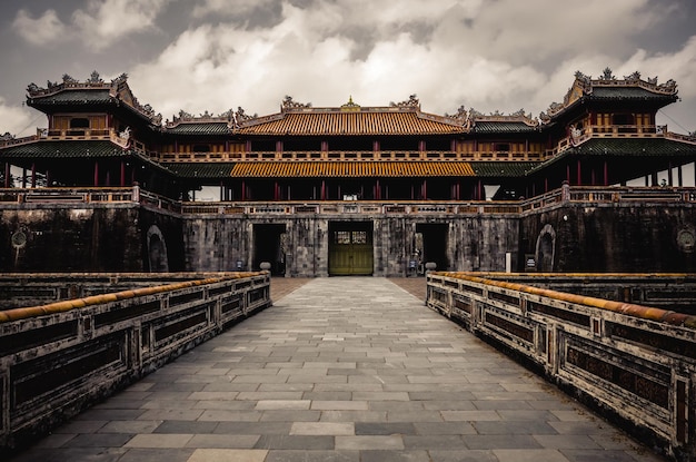 Beautiful shot of the Hue, Vietnam under a cloudy sky