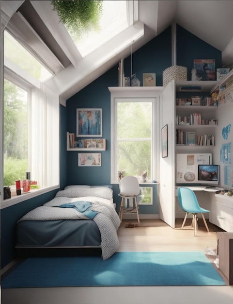 Beautiful shot of a modern house kid room