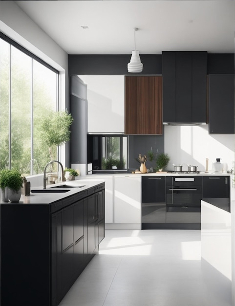 Beautiful shot of a modern house kitchen room