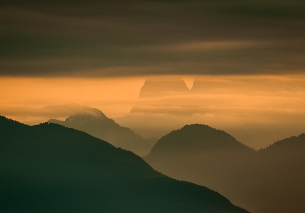 Beautiful shot of mountains at sunset