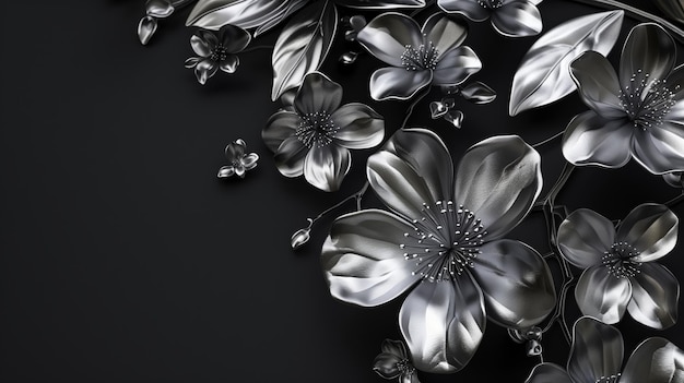 Photo beautiful silver flowers with black leaves