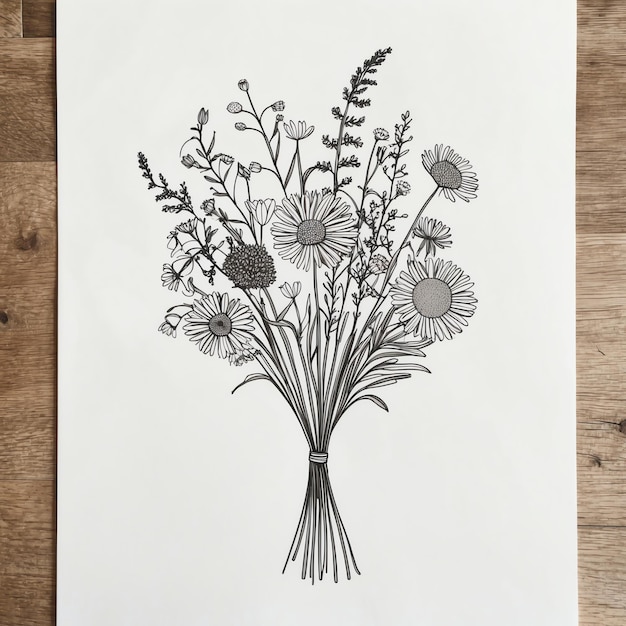 Photo beautiful simple flower drawings for scrapbooking