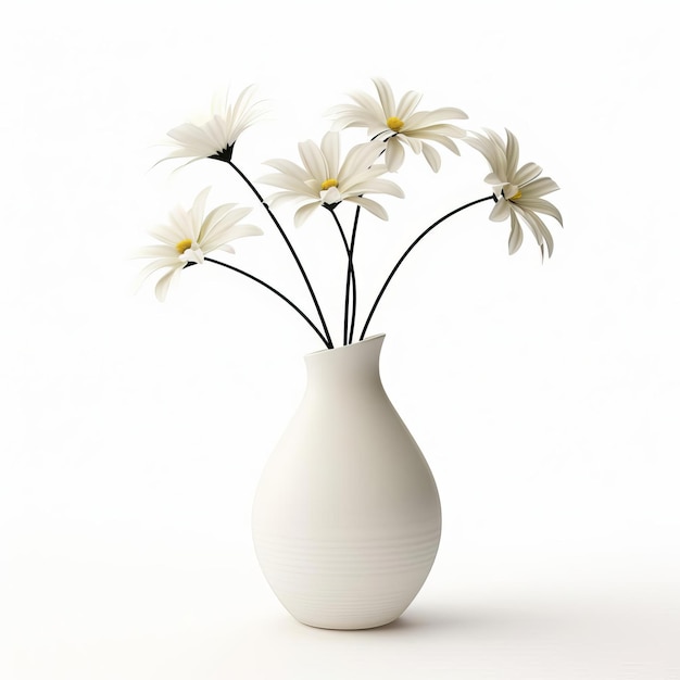 Photo beautiful simple modern vase with fresh flowers isolated