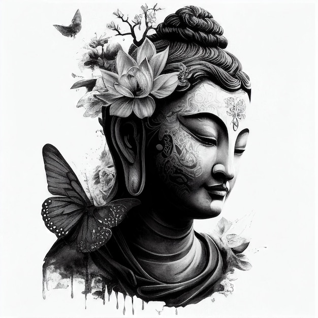 Beautiful sketch of Buddha Generative AI