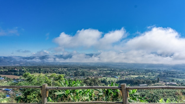 Beautiful sky and white cloud view from top of the mountain.