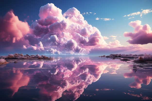 Beautiful sky with clouds reflected in water