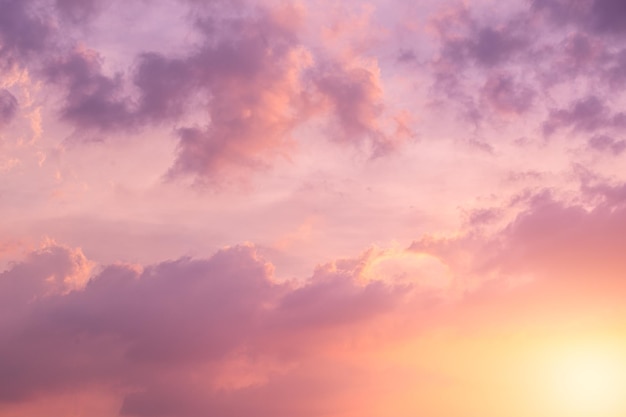 Beautiful skyline summer season colorful purple sky cloud sunset or morning sunrise good day