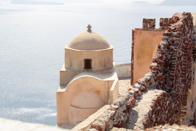 Beautiful small town and landscape view at Santorini or Oia Isalnd Greece.