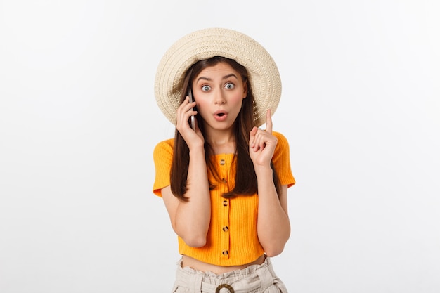 Beautiful smiling business woman talking on the phone