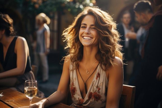 Beautiful smiling girl with a glass of wine