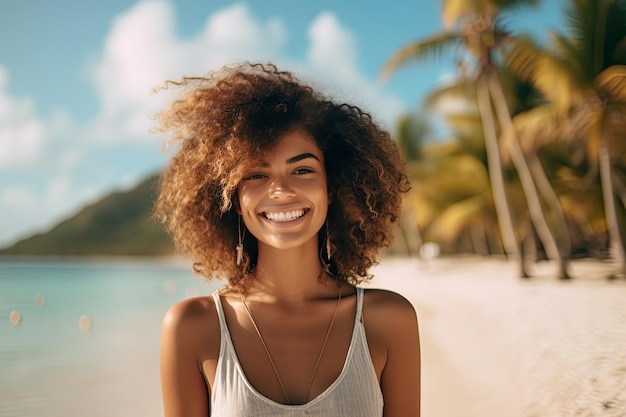 beautiful smiling woman in a caribbean beach