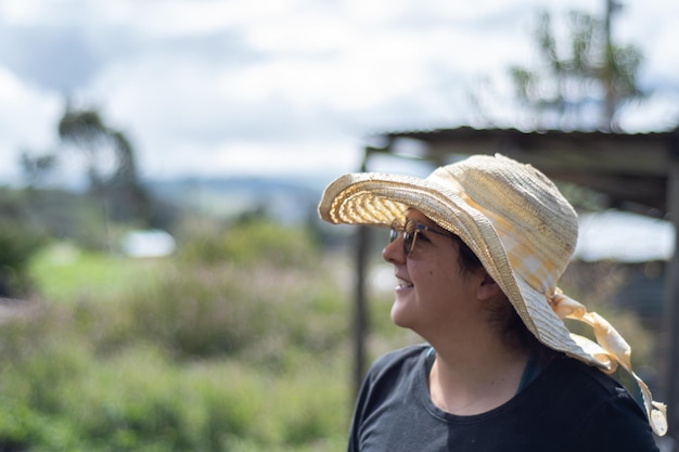 beautiful smiling woman in the field