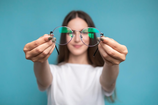 Beautiful smiling woman wearing glasses