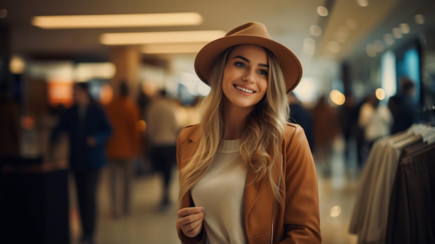 Beautiful and smiling young woman doing shopping