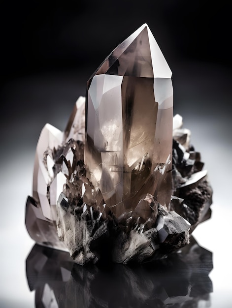 Beautiful smoky quartz on a white background AI generation