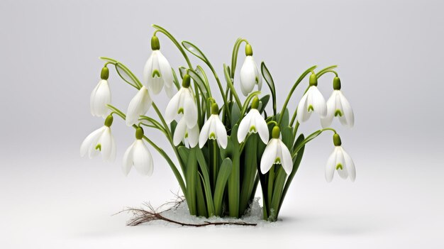 Beautiful Snowdrop Bloom on white background