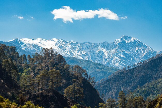 Beautiful Snowy Mountains and Hills of Rara National Park and Rara Lake in Himalayas of Nepal