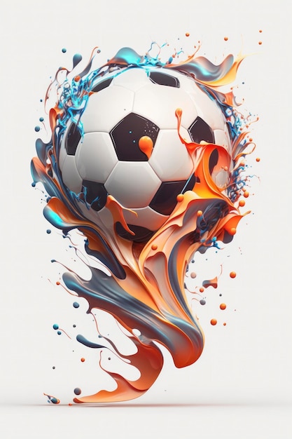 A beautiful soccer ball on white background in the style of fluid blending forms