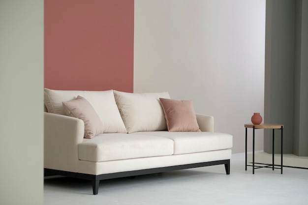 Beautiful sofa in modern minimalist interior