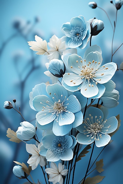 Beautiful soft blue floral pastel background HD no text no writing no lines no watermark AI ge