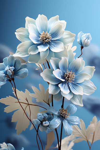 Beautiful soft blue floral pastel background HD no text no writing no lines no watermark AI ge