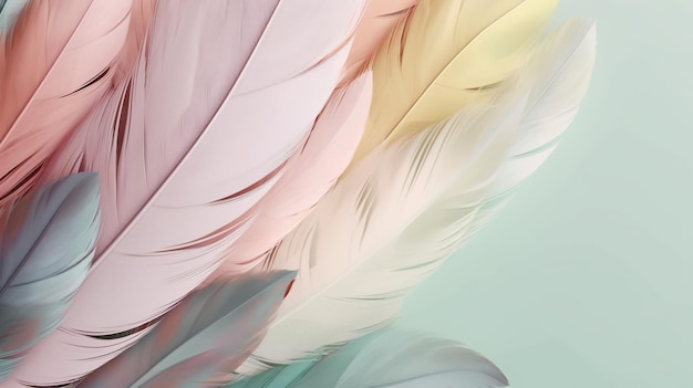 Beautiful and soft pastel color feather background delicate and elegant