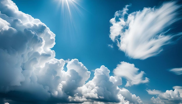 Beautiful soft white clouds on the blue sky perfect for the backgroundrainy season