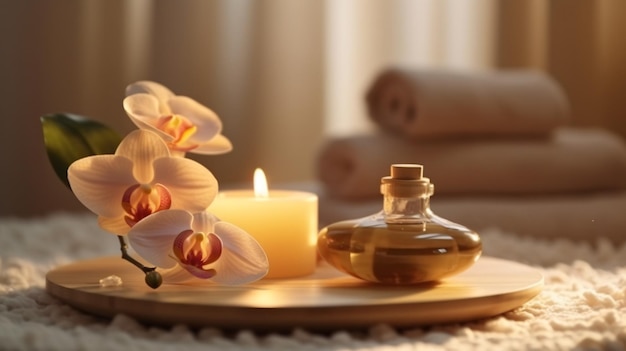 beautiful spa composition on massage table