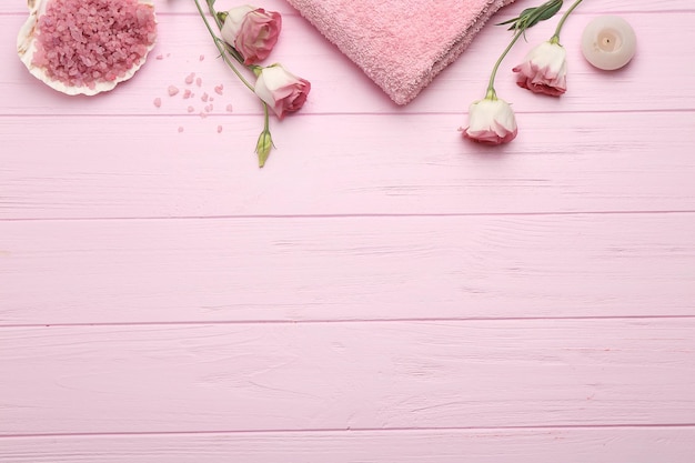 Beautiful spa composition on pink background