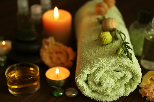 Beautiful spa set on table