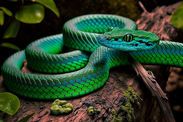 Beautiful species Trimeresurus albolabris Generative AI