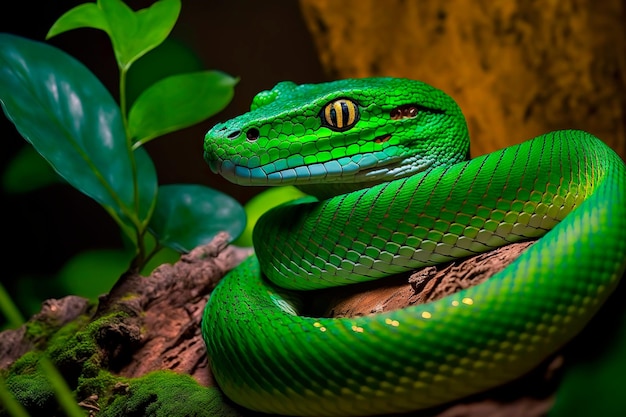 Beautiful species Trimeresurus albolabris Generative AI