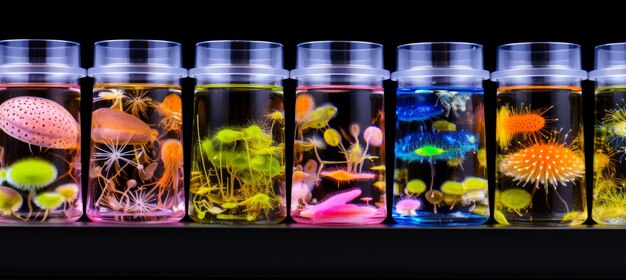 Beautiful specimens of underwater plants and fungi grown in the laboratory origin of antibiotics