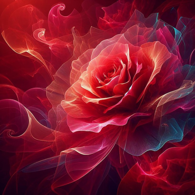 Beautiful Spectral Light Illuminates Red Colored Red Roses Background